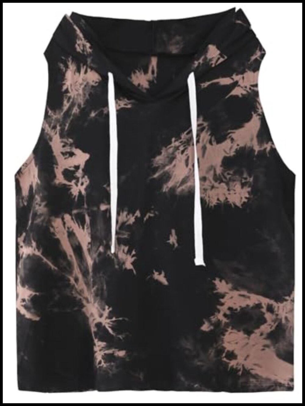 Sleeveless Hooded Tank Top Tie Dye Workout Top Cotton Elastane